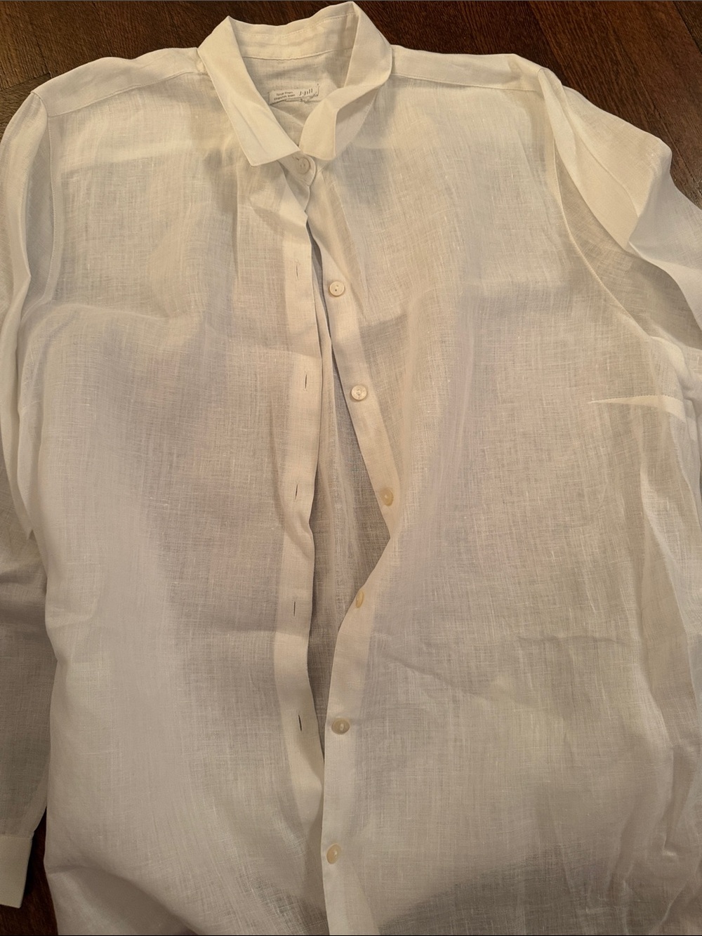 J. Jill White Semi-Sheer Button-Down Shirt